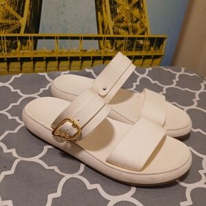 Ancient Greek Sandals White with Gold Buckle Sz.40 8.5/9